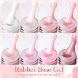 Yeknu  Rubber Base Gel Nail Polish Pink White Base Gel Top Coat Jelly Semi Transparen French Soak Off UV Nail Art Varnish