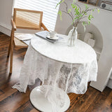 Yeknu  Table Cloth Cake Photography Background Embroidery Prop Cloth White Tablecloth