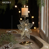 Yeknu  Retro Christmas Wrought Iron Candlestick Star Elk Christmas Tree Candle Holder Merry Christmas New Year Table Ornaments