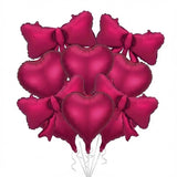 Yeknu  Red Heart Balloon Burgundy Bow Foil Balloon 18-inch Metallic Red Heart Balloon For Birthday Engagements Wedding Valentine's Day