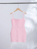 Yeknu  Sexy Slim Solid Sling Dress Women Short Striped Hip Package Sleeveless Backless Dresses Female Summer Autumn Lady Robe New