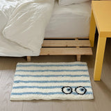 Yeknu  Funny Tufting Eyes Bedroom Rug Stripe Bathroom Mat Tidy Bedside Carpet Foot Pad Bathmat Doormat Aesthetic Home Room Decor