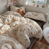 Yeknu  new class A simple high-end three-layer yarn bedding four-piece set, bed sheet quilt cover, dormitory three-piece set