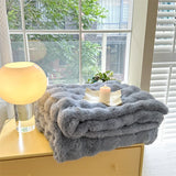 Yeknu Imitation Rabbit Hair Light Luxury Solid Color Fleece Blanket Thickened Warm Nordic Nap Casual Blanket Soft Shawl Blanket