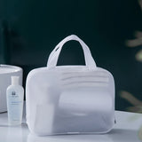 Yeknu  Minimalist Style Travel White EVA Mesh Cloth Cosmetic Bag Combination Bag Waterproof Toiletry Bag Travel Storage Makeup Bags