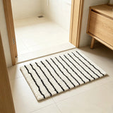 Yeknu  Long Tufting Stripe Bedroom Rug Chic Bathroom Mat Anti-Slip Bathmat Tub Side Carpet Area Floor Pad Doormat Home Room Decor