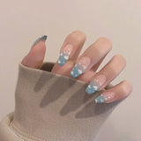 Yeknu  24pcs Cloud Pattern False Nails Korean Sweet Style Lady Women Manicure Supplies Press on Nail Fashion Girl Fake Nail Patches