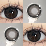 Yeknu  2PCS Brown Large Diameter Colored Contacts Lenses with Myopia Grey Colored Natural Eyes Beauty Lens Makeup Yearly New