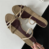 Yeknu  New Summer Design Narrow Band Open Toe Sandals Women Slippers Fashion Thin Low Heels Party Dress Casual Shoes