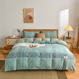 Yeknu  100% Cotton Bedding Quilt Cover Set with Pillowcase Japan Style Grid  Housse De Couette 220x240 Duvet Cover Set King Size