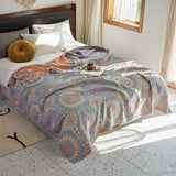 Yeknu  100% Cotton Muslin Bed Cover Breathable Muslin Bedspread Home Textile Adult Kids Jaccquard Sofa Bed Throw Blankets Bedsheet