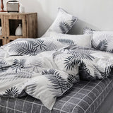 Yeknu Ins Korean Bedding Set Simple Plant Duvet Cover Pillowcases Flat Sheet Single Twin Double Queen Size Home Decor Bed Linen Set