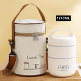Yeknu  1590ml Large Capacity Stainless Steel 304 Lunch Box Leak-Proof Multilayer Thermal Bento Box Adult Student Soup Food Container