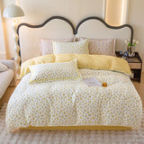 Yeknu Spring and summer pure cotton small fresh four-piece set, bedding sheet quilt cover, cotton student dormitory three-piece set