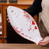 Yeknu  Nordic Cartoon Fish Plate Creative Steamed Dish Microwave Oven Available Household Restaurant Tableware Fish-shaped Dinner Plate