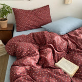 Yeknu  New literary and retro floral super soft wrinkled yarn printing four-piece set, three-piece set for student dormitory