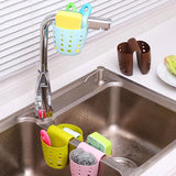 Yeknu  Kitchen Sink Hollow Drainage Hanging Basket Double Silicone Brush Sponge Hanging Bag Sundries Faucet Drainer Kitchen Tools