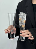 Yeknu  Crystal Glass Cup Cold Brew Coffee Cotail Beverage Juice Transparent Clear Small Waist Design Aesthetic Value High