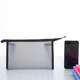 Yeknu  Transparent Mesh Makeup Bag Travel Toiletry Organizer Dual Color Waterproof Large Capacity Cosmetic Case Toiletry Storage Bag