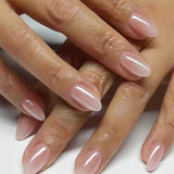 Yeknu  24 PCs Short French Smudged Nails with 1 Jelly Gel and 1 Nail File