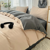 Yeknu  Waffle Washed Cotton Four Piece Set, Non All Cotton Bedding, Pure Cotton Bedding, Student Dormitory Bed Sheets Duvet Cover Set
