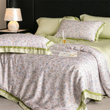 Yeknu 82% lyocell, 8% silk and 10% nylon soft silky flowers digital printing bedding set duvet cover flat/fitted bed sheet pillowcases