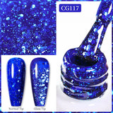 Yeknu  10ml Gold Glitter Gel Nail Polish Crystal Semi Permanent Soak Off UV Gel Varnish Nail Art Manicure Base Top Coat
