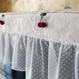 Yeknu  American Country Sle Small Cherry Cotton Linen Piano Towel Lace  Piano Cover Bench Cuion Dustproof Protective Cover