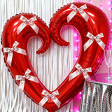 Yeknu  40 inch Large Heart Foil Balloon with Bow, Red Hook Heart Shape For Valentine's Day Wedding Engagement Bachelor's Party Decor