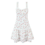 Yeknu  Jastie French Style Floral Print Sleeveless Dress Women Sweet Lace Spliced A-line Summer Mini Dresses Holiday Robe Tank Vestidos