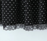 Yeknu  New Fashion Women's Mini Dress Black Polka Dot Lace Bowknot Suspender Dress