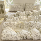 Yeknu  Ins Princess Bedding Set Simple Floral Duvet Cover Pillowcases Flat Sheet Single Twin Double Queen Size Home Decor Bed Linen Set