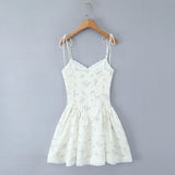 Yeknu  Holiday Style Summer Women's Dresses Keel Slimming Waist A-Line Mini Dress Flower Print Suspender Dress