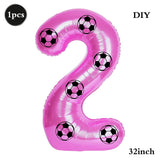 Yeknu  Soccer Birthday Party Decoration Multi Color Number 7 Balloon 32Inch 1 2 3 4 5 6 7 8 9 Digit Football Balloon Large Figure Golob