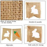 Yeknu  Easte Bunny Burlap Baner Cute Rabbit Carrot Hanging Garland Happy Easter Holiday Party Home Fireplace Wall Decorations Supplies