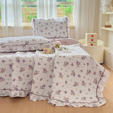 Yeknu  Towel Embroidery Washed Cotton Bedding Sets Ultra Soft Skin-Friendly Cotton Bed Sheet Set Cartoon Bedclothes for King Queen Size