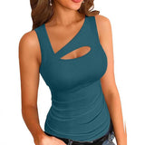 Yeknu  Summer Fashion Sexy Basic Sleeveless T-shirt Women Clothing Europe America Hollow Out Solid Tanks Lady Chic Hottie Y2k Tops