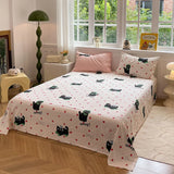 Yeknu Cute Cat  Bedding Set For adults kids Brown pink Lovely Bed Sheet set With Pillowcases Colorful King Queen Full size