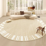 Yeknu  Beige Round Large Size Carpet Cream Style Bedroom Carpets Minimalist Lines Home Dedicated Rug Stripe Design Luxury Rugs Alfombra