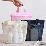 Yeknu  Portable Travel Mesh Cosmetic Toiletry Bag Large Capacity Transparent Storage Bag Hanging Cosmetic Storage Bag