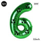Yeknu  Soccer Birthday Party Decoration Multi Color Number 7 Balloon 32Inch 1 2 3 4 5 6 7 8 9 Digit Football Balloon Large Figure Golob