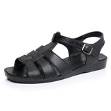 Yeknu  Men's sandals summer rubber vietnam plastic nostalgic classic vintage middle-aged dad beach shoes