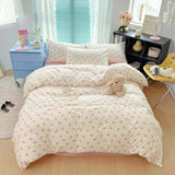 Yeknu  3pcs pink Bow Duvet cover set (1*Duvet Cover + 2*Pillowcase, Without Core), cute Bedding Set, Soft Comfortable