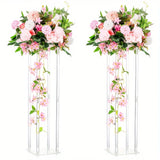 Yeknu  Acrylic transparent cylindrical flower stand vase, 31.5-inch high vase used as centerpiece for wedding tables, birthday parties,
