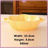 Yeknu  1pc Nordic Creative Ceramic Double Ear Lace Shape Bowl 650ML Household Cream Style Tableware Fruit Salad Soaked Noodle Soup Bowl