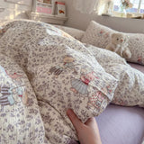 Yeknu  new aerobic three-layer yarn printing four-piece set skin-friendly and soft four-piece set of bedding in student dormitory