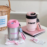 Yeknu  500ml Women'S Letter Double Drink Coffee Cup 316 Stainless Steel Insulated Cup Water Cup Gift Cup For Students