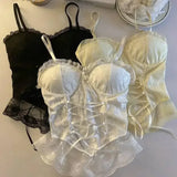 Yeknu  Clothes Blouses Sexy Crop Tops Women Corset Lace Bandage T-shirt Camisole Woman Sling Tank Top Fashion Sleeveless Waistcoat
