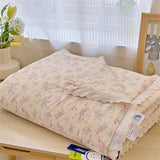 Yeknu  100%Cotton Double-layer Yarn Lace Edge Fluffy Ultra-Soft Quilt for Kids Twin Queen Single Summer Quilt Flat Sheet Pillowcases