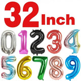 Yeknu  32Inch Number Foil Balloon Rose Gold Silver Digit 0-9 Globos Happy Birthday Party Decor Wedding Anniversary Baby Shower Supplies